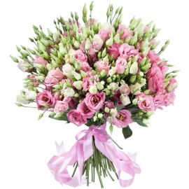  Цветок в аланья  Букет из 51 шт. розового лизиантуса